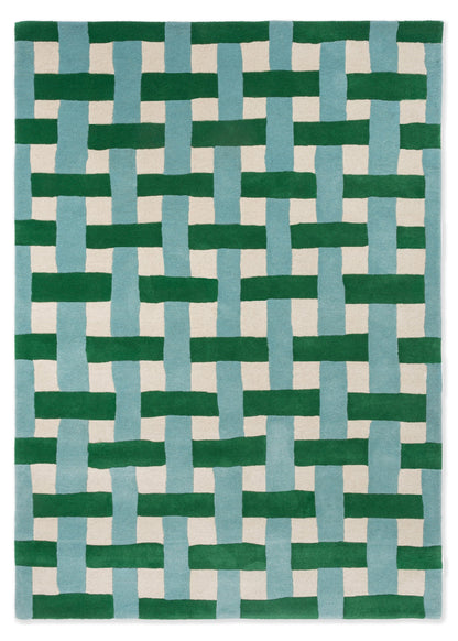 Laagpolig vloerkleed van Harlequin | Basket weave Emerald-aquamarine