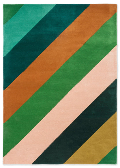 Laagpolig vloerkleed van Harlequin | Sherbet stripe Emerald -  amber