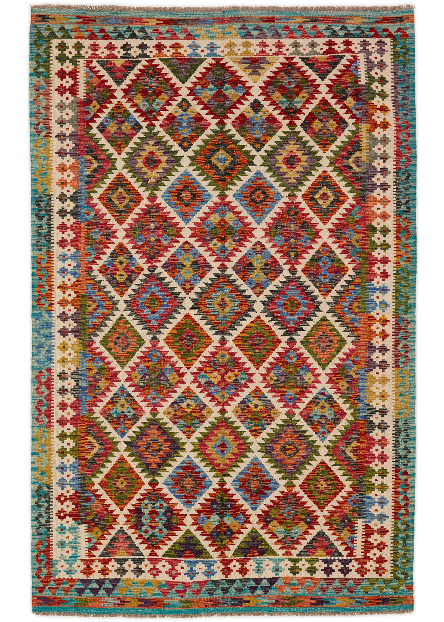 Handgeweven Oosters Tapijt | Unique Afghan Kelim 13990 (voorraad)