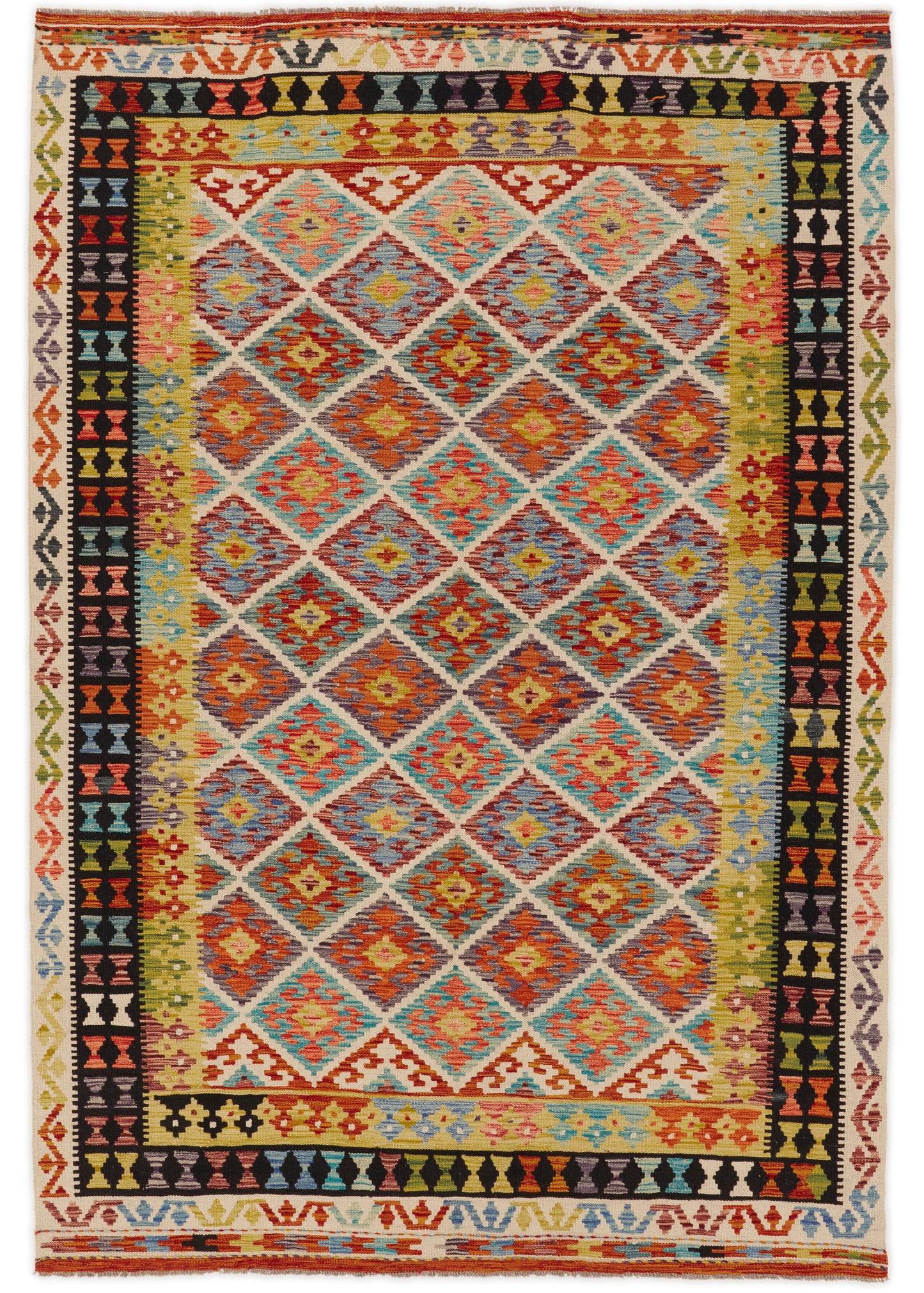 Handgeweven Oosters Tapijt | Unique Afghan Kelim 14076 (voorraad)