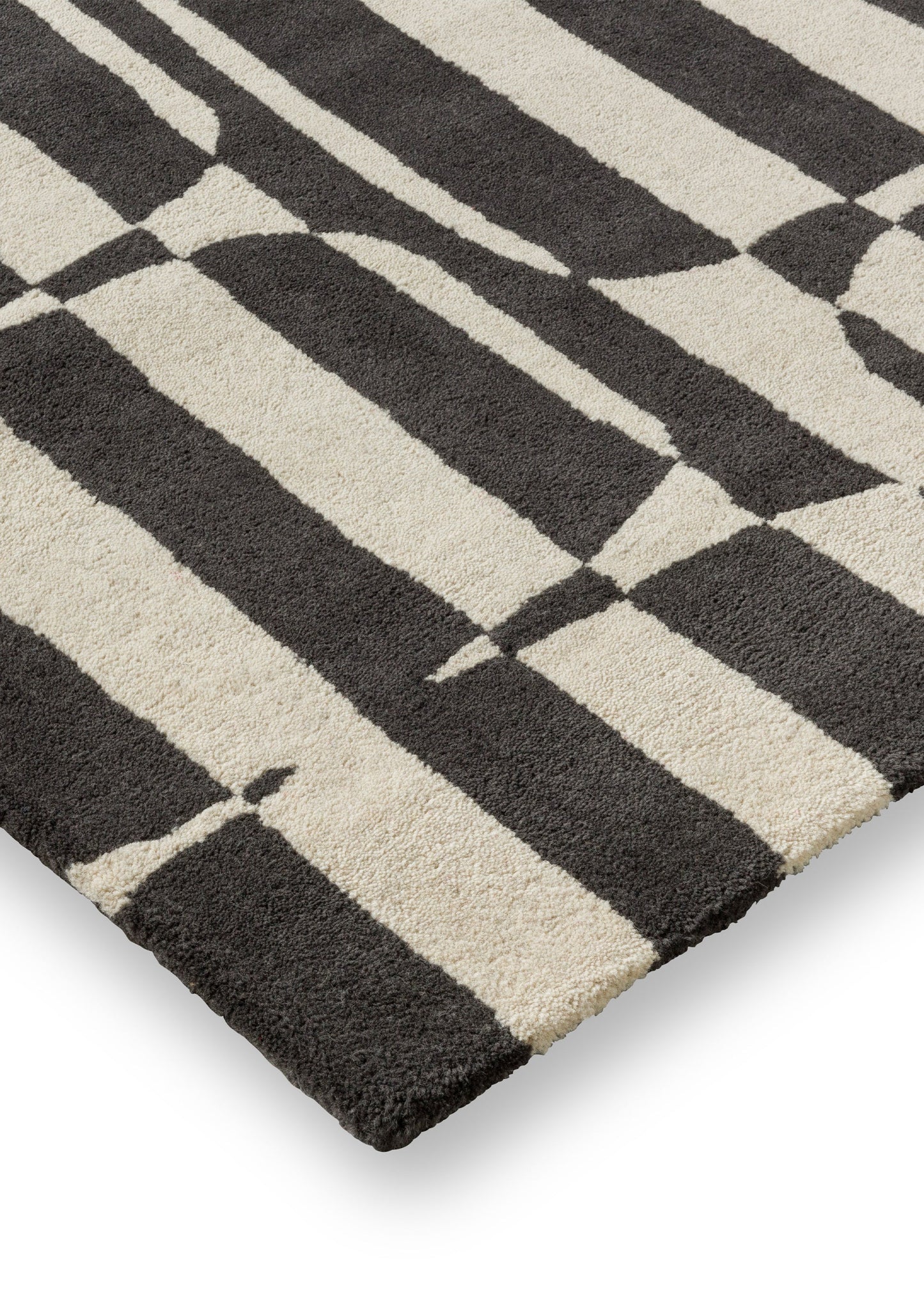 Laagpolig vloerkleed van Scion | Lohko stripe Charcoal