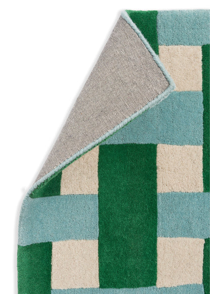 Laagpolig vloerkleed van Harlequin | Basket weave Emerald-aquamarine