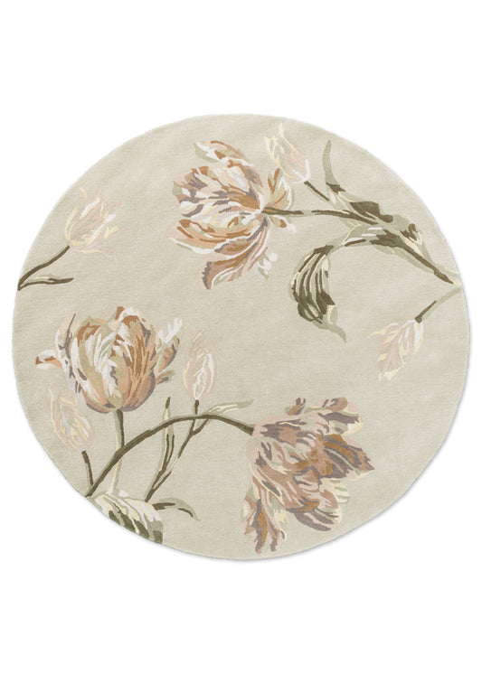 Luxueus en Sfeervol Vloerkleed van Laura Ashley | Gosford natural - Sage green Rond