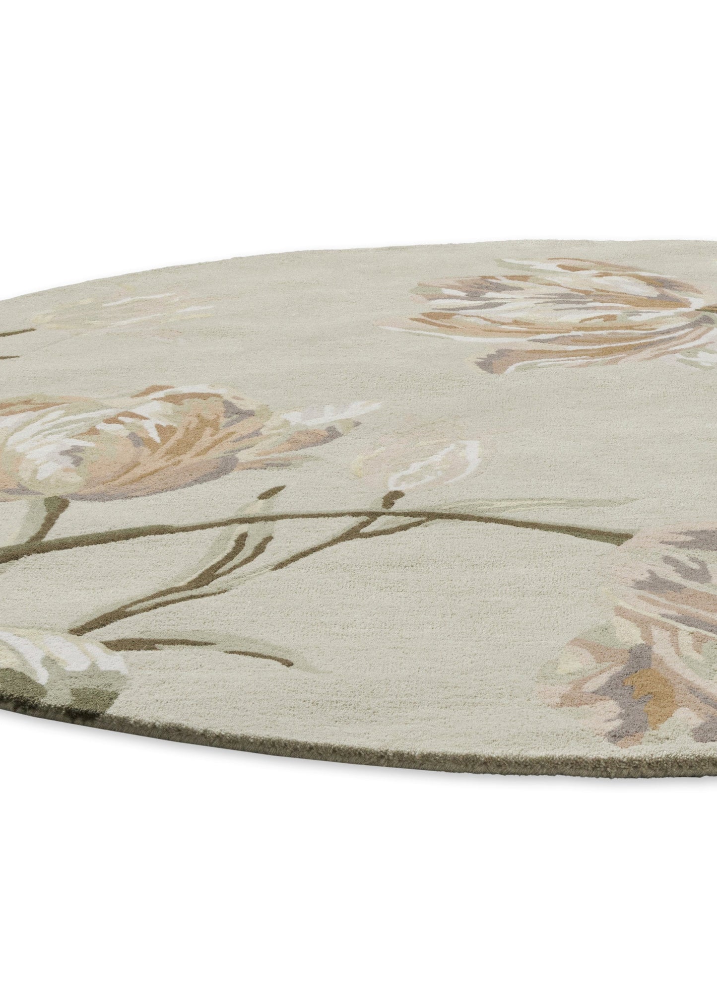 Luxueus en Sfeervol Vloerkleed van Laura Ashley | Gosford natural - Sage green Rond