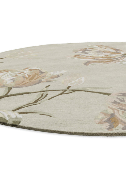 Luxueus en Sfeervol Vloerkleed van Laura Ashley | Gosford natural - Sage green Rond