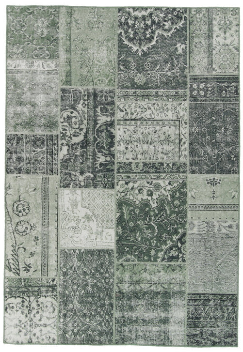 Patchwork vloerkleed Brinker Carpets Festival Bukan Dark Green Sale Vloerkledenwinkel