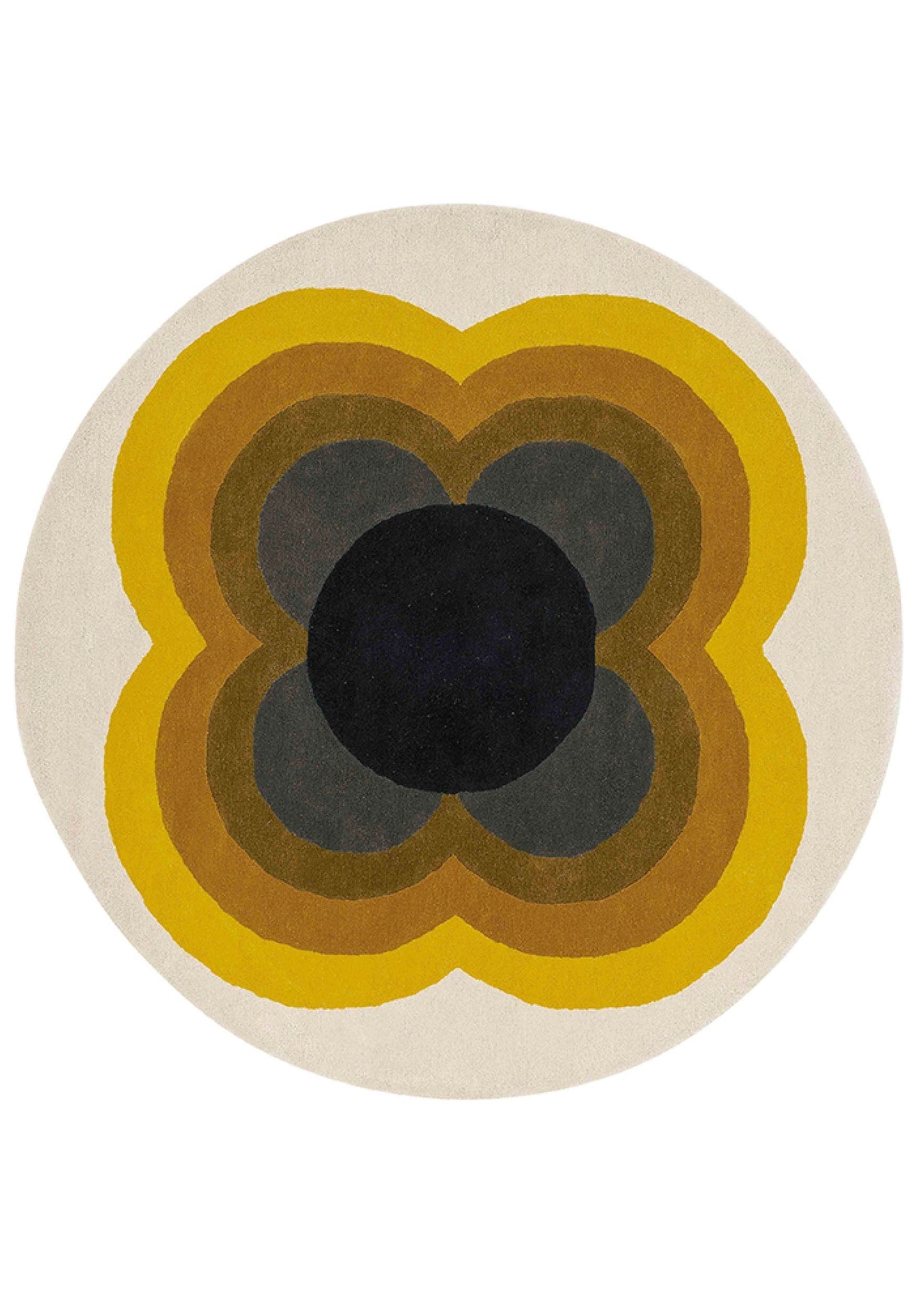 Rond vloerkleed Orla Kiely Sunflow Yellow 60006 250x250 (maatwerk)