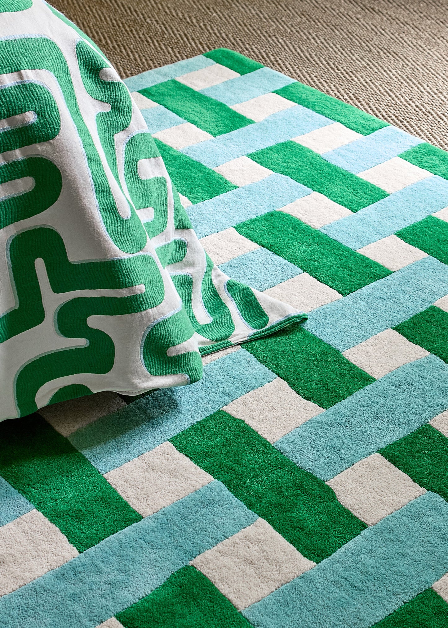 Laagpolig vloerkleed van Harlequin | Basket weave Emerald-aquamarine