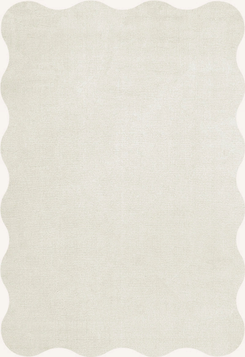 Vloerkleed Layered Organic Scallop Wool Rug Bone White