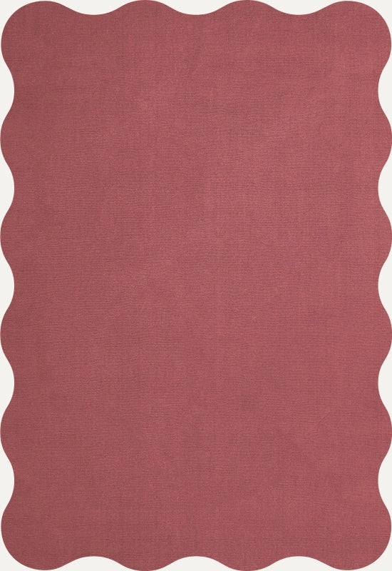 Vloerkleed Layered Scallop Wool Rug Raspberry Red