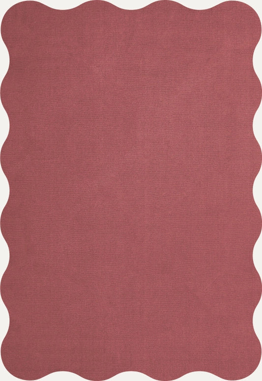 Vloerkleed Layered Scallop Wool Rug Raspberry Red