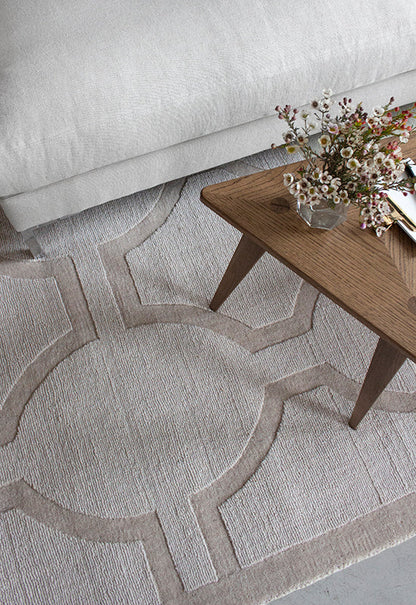 Vloerkleed Layered Ovals Wool Rug Bone White Vloerkledenwinkel