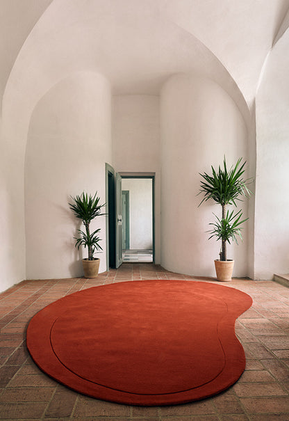 Layered Residue Tomato Red Wool Rug